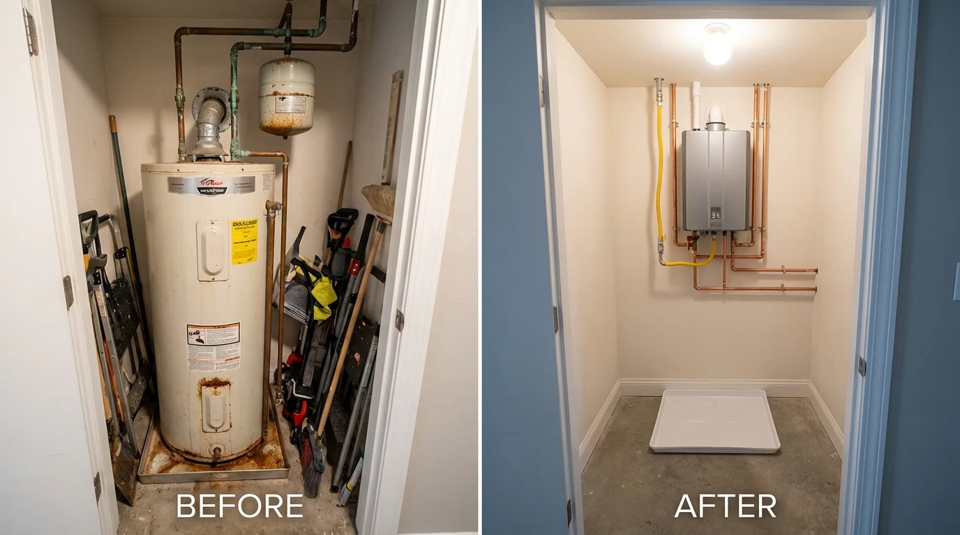 Tank water heater versus wall-mounted tankless unit comparison for Booneville, KY homeowners